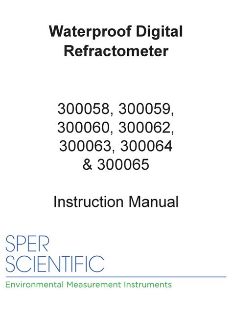 SPER SCIENTIFIC 300058 MANUAL Pdf Download